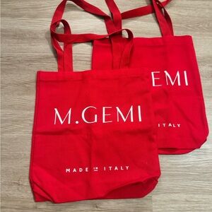 M. Gemi Red Canvas Tote Pair with White Logo